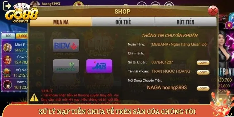 Xử Lý Nạp Tiền Chưa Về Trên Sân Của Chúng Tôi