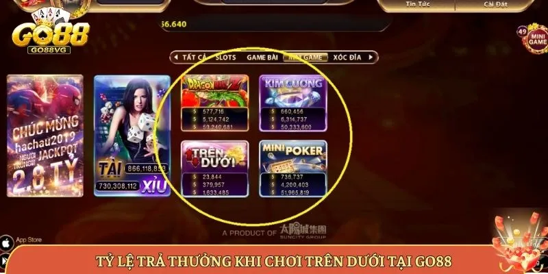 Tỷ Lệ Trả Thưởng Khi Chơi Trên Dưới Tại Go88